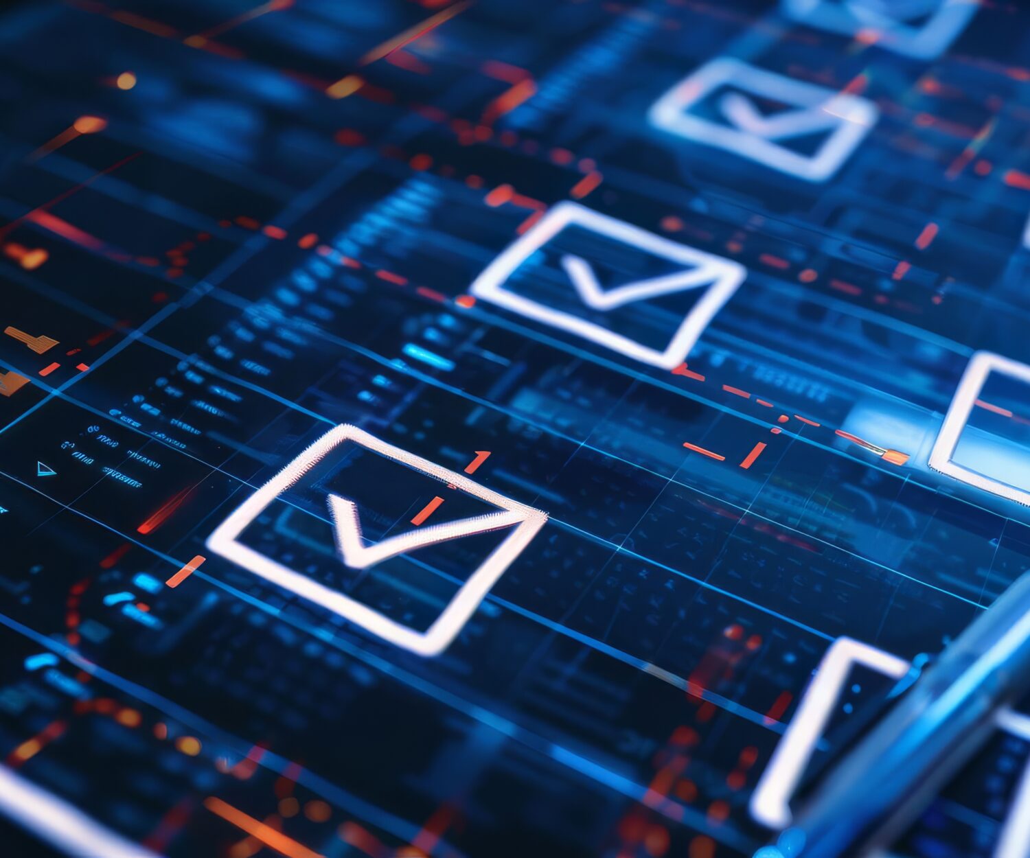 An IT audit checklist displayed on a digital screen, detailing steps for thorough evaluation of IT infrastructure