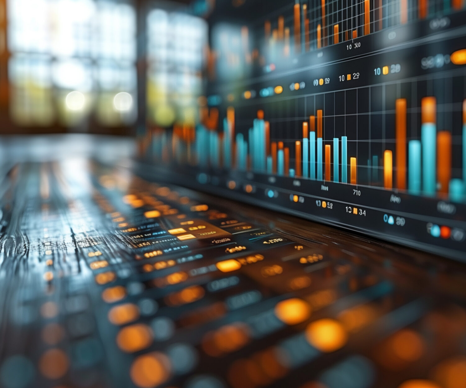 Management System to make report metrics connected to database. Corporate strategy for finance, operations, sales, marketing. finance data analytics graph.